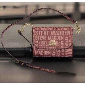 Steve Madden Pink Logo Spellout Crossbody Bag Gold Chain Strap Y2K New Prep